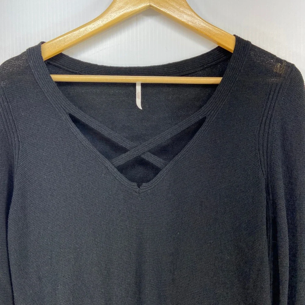 Free‎ People Criss Cross Tunic Knit Sweater Black Womens Medium